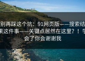 别再踩这个坑：91网页版——搜索结果这件事——关键点居然在这里？！学会了你会谢谢我