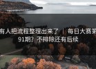 有人把流程整理出来了 ｜ 每日大赛第91期？不排除还有后续
